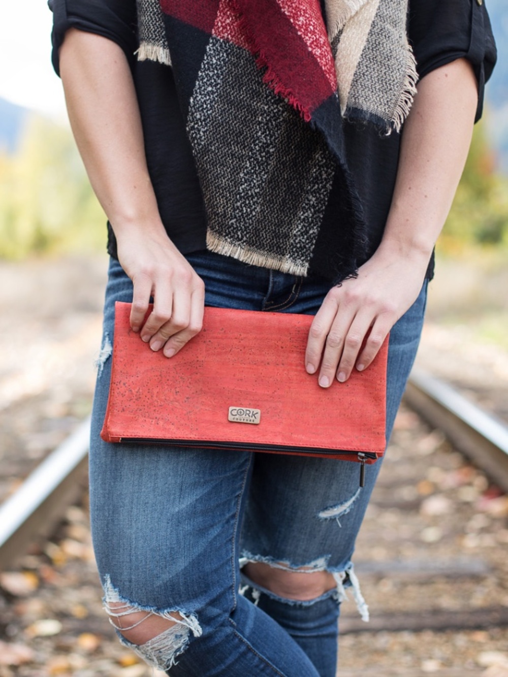 NWT - Cork Couture | Authentic Portuguese Cork Clutch in Red | Vegan | NWT